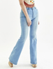 Calça Jeans Flare com Detalhe Frontal